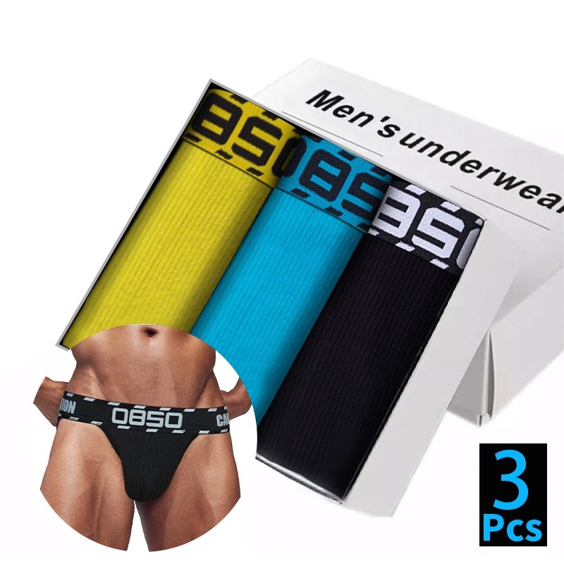 3 Pcs/Lot Celana Dalam Pria Seksi Katun U Convex Celana Dalam Pria Nyaman Bikini Gay Underwear Pria 