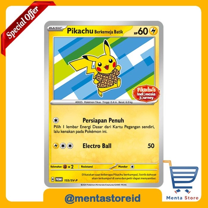 Dijual Kartu Pokemon TCG - Pikachu Berkemeja Batik Staryu - v3 Promo Card Yogyakarta Blue