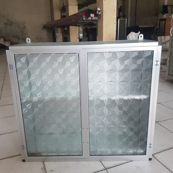 Rak Gantung Lemari Dapur Kitchen Set Atas Aluminium Kaca 2 Pintu