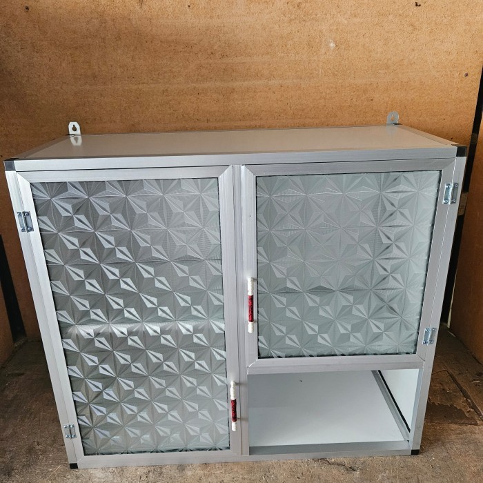 Rak Lemari Gantung Kitchen Set Atas Aluminium 2 Pintu Bumbu