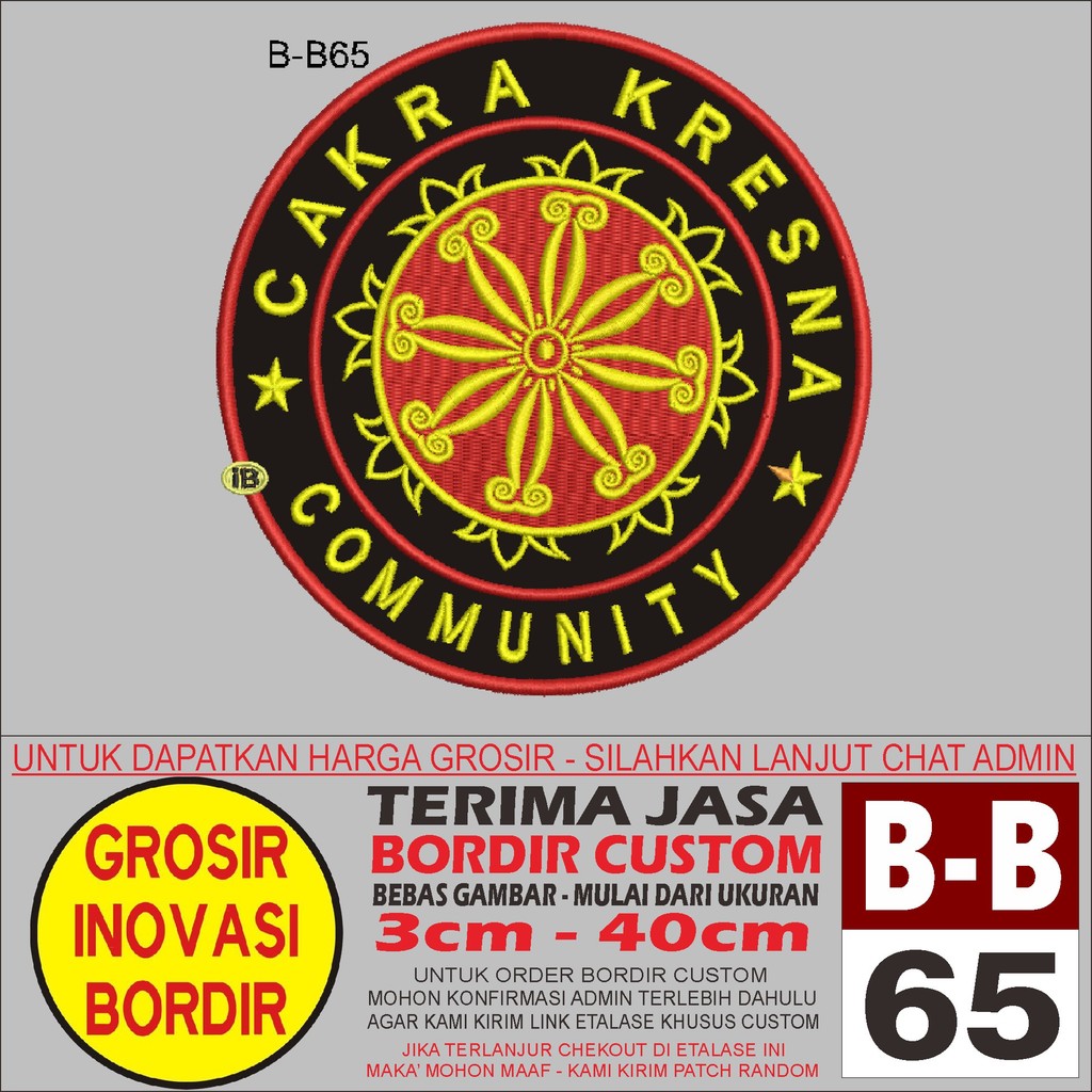 PATCH BORDIR B-B65 LOGO CAKRA KRESNA COMUNITY - GIB REVIEW/TESTIMONI