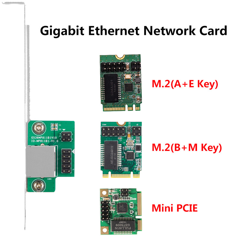 M.2 B key and M key / M.2 A key and E key / Mini PCI-Express to 10 /100/1000M Gigabit Ethernet Netwo