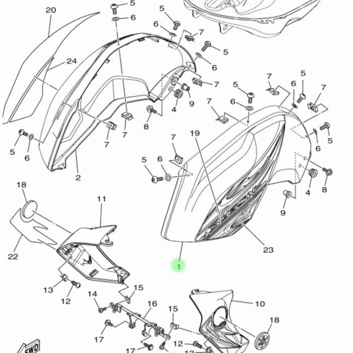 Cover Bawah Tangki Samping Kiri Hitam Yamaha Byson Ori 45P-F4129-00-P3 Terbaru