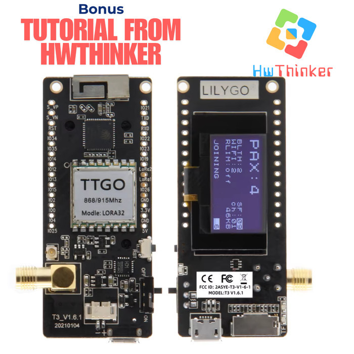 Lilygo Ttgo Lora32 Lora V2.1 915Mhz 923Mhz Esp32 Oled 0.96 Wifi Ble