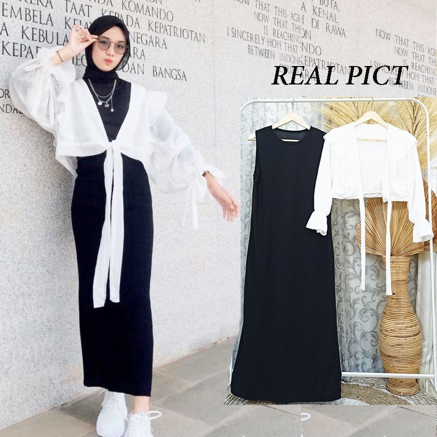 CARLINA Dress Serayu Rompi Outer Putih Gamis Maxy Wanita PALING MURAH