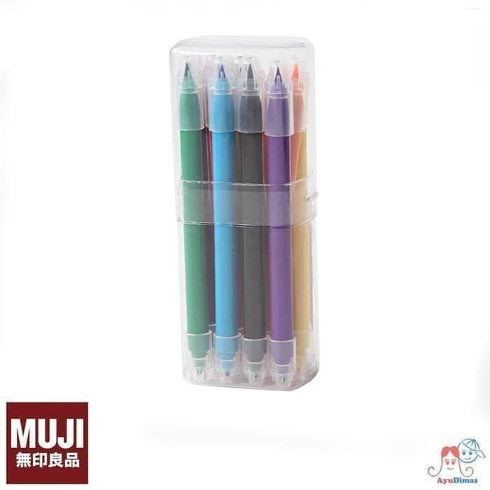 

MUJI PEN SET 12 COLORS - Dual Head / Twin Tip - Spidol n brush