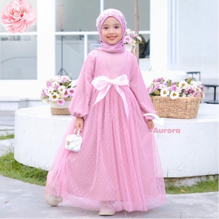Best Seller Gamis Anak Perempuan Muslim Mewah Terbaru Gaun Putih Mutiara Panjang Tile Lebaran Ladys