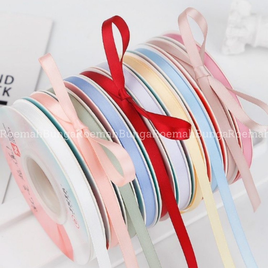 

[ROLL] Pita Satin 1cm*90M / Ribbon Buket Hadiah Bunga / Flower Accessories