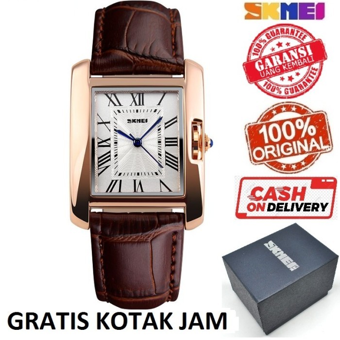 Jam Tangan Wanita / Perempuan Original Model Casio 1085 Coklat Skmei