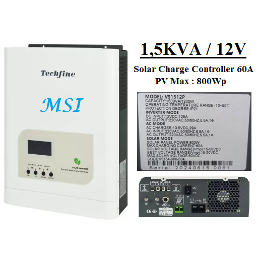 Techfine VS inverter PLTS PSW Hybrid Solar Inverter 6,3KVA /5KVA/3KVA/1,5KVA Low Freq. 12V/24V/48V