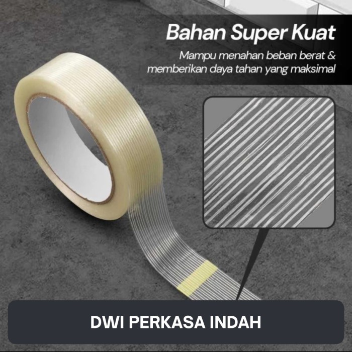 

Barang Terlaris Filament Tape Lakban Serat Baja Kuat Tidak Mudah Putus / Lakban Ikat Packing Aman