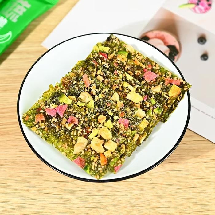 

terbaru !!! cemilan kacang renyah buah dan sayur rumput laut serpihan rumput laut siap santap ready