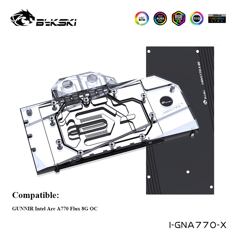 Bykski GPU Water Block Compatible GUNNIR Intel Arc A770 Flux 8G OC Graphics Card VGA Cooling Cooler,