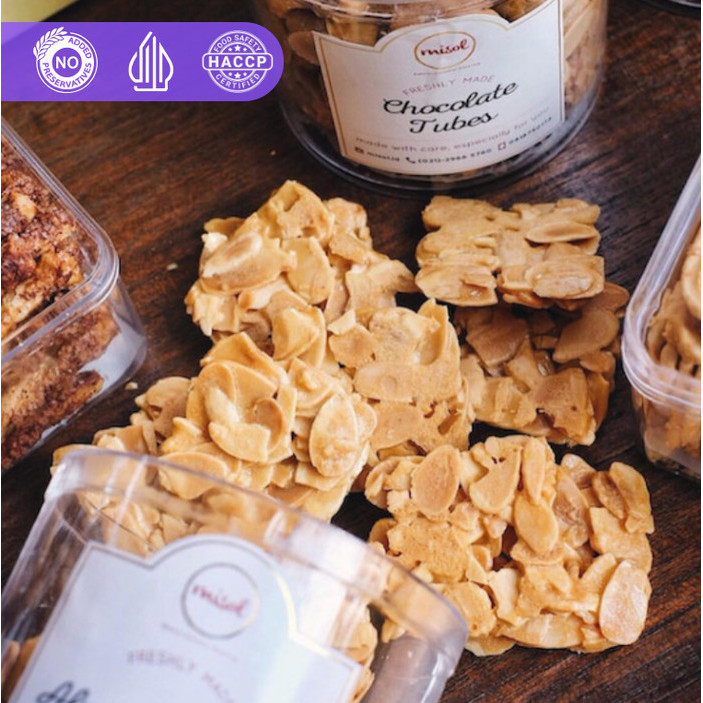 

Almond Crisp Kue Kering Misol Netto 174 Gr Kemasan Toples Bulat Best Quality