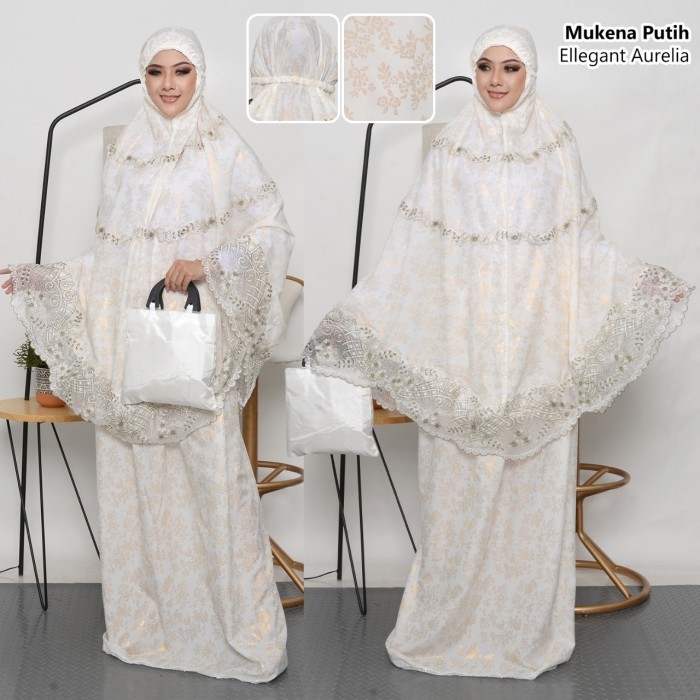 Mukena Renda Putih Cantik Elegant mewah harga grosir