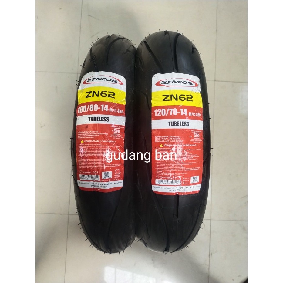 Paket ban zeneos ZN 62 uk 100 / 80 -14 dan 120 / 70 -14 TUBLESS PCX