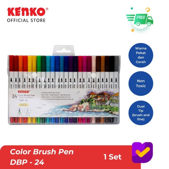 

KENKO BRUSH PEN / Kuas Dua Sisi / Kuas Dual Tip DBP-24