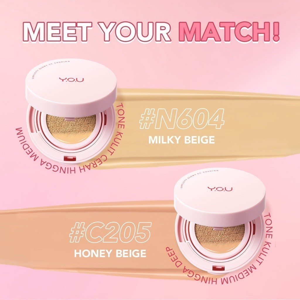 New 100% Originalll Y.O.U Simplicity Glowy Cc Cushion - Natural Makeup Foundation - Bedak Wajah -