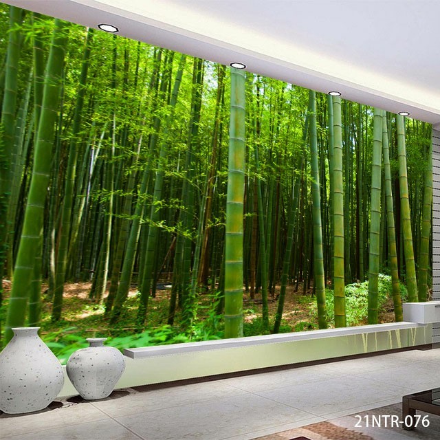 Wallpaper Dinding 3D Custom Pohon Bambu Hijau Rimbun (21NTR-076)