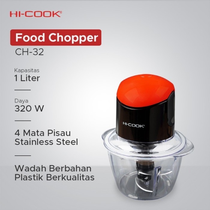 Chopper Food Chopper Hi-Cook Kapasitas 1L berkualitas multifungsi stainless