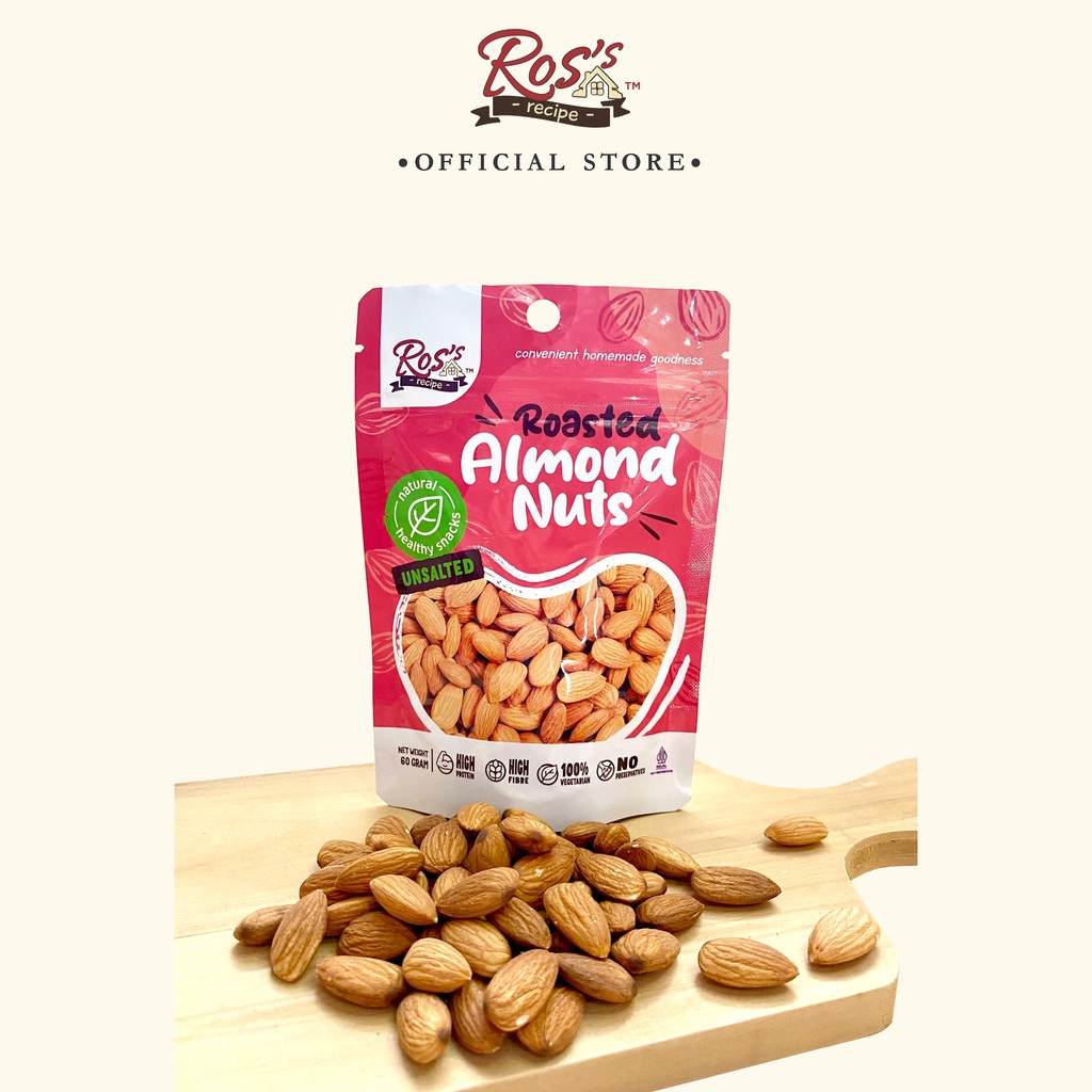 

Ros Recipe Kacang Almond Premium 60gr- kacang panggang - oven - roasted