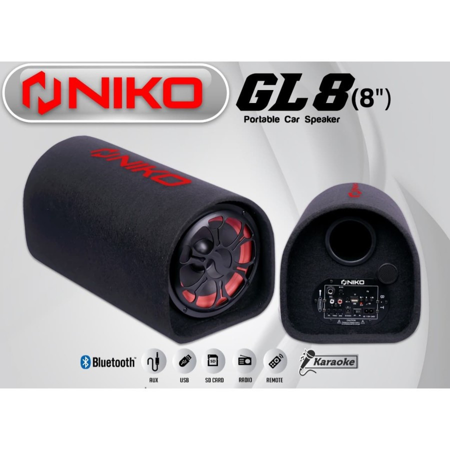 Speaker Niko GL 8 Subwoofer Car Speaker Niko 8 Inch Bluetooth / Speaker Karaoke Subwofer Mobil