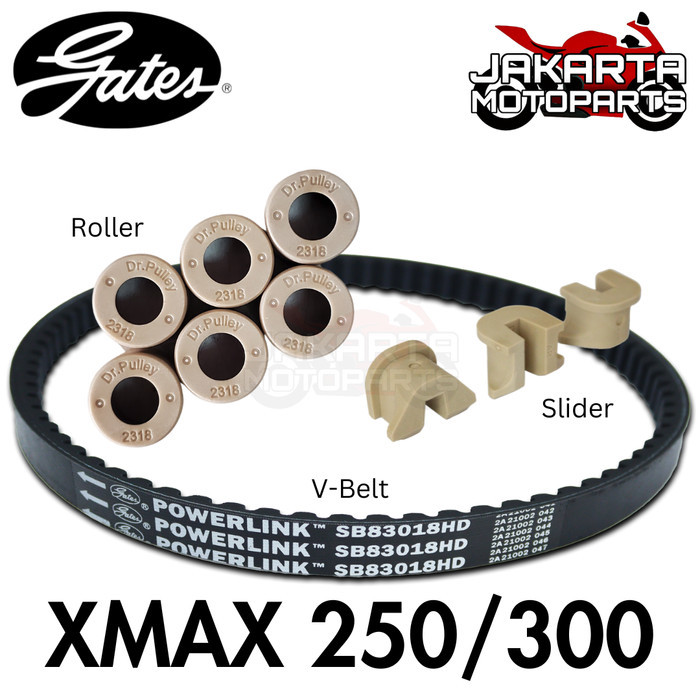 Paket Cvt Kirian Xmax 250 V-Belt Roller Slider Gates Dr Pulley Xmax250 Xmax300