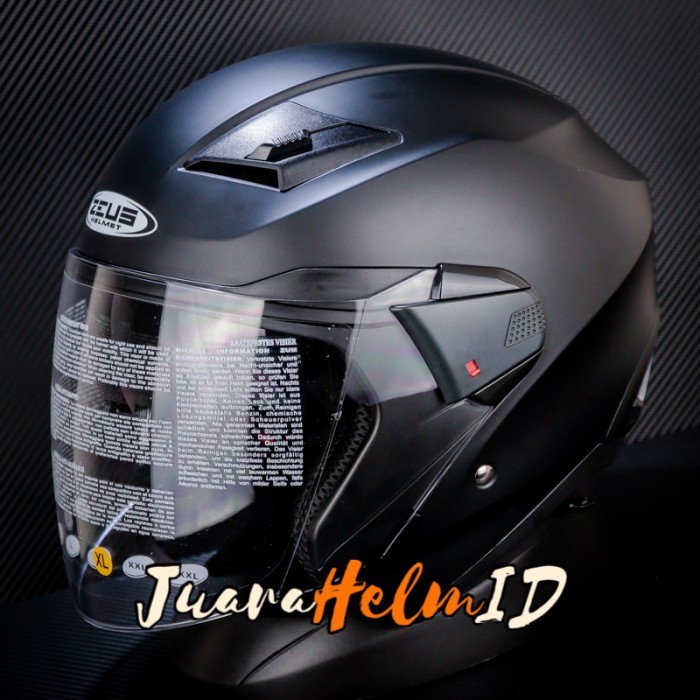 ZEUS Helm ZS611 SOLID / BLACK DOFF / ZS-611 / ZS 611 HALF FACE