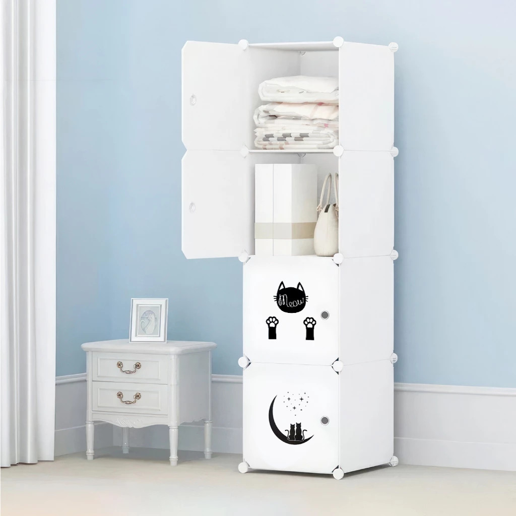 LEMARI PAKAIAN PLASTIK PORTABLE 4 PINTU LEMARI SERBAGUNA LEMARI HEMAT TEMPAT LEMARI MULTIFUNGSI