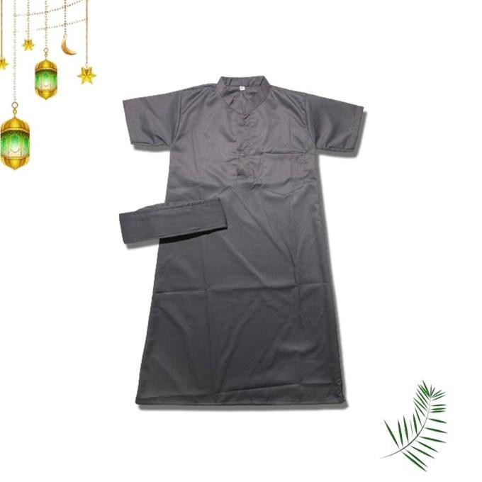 Jubah Muslin anak laki-laki lengan pendek / gamis anak