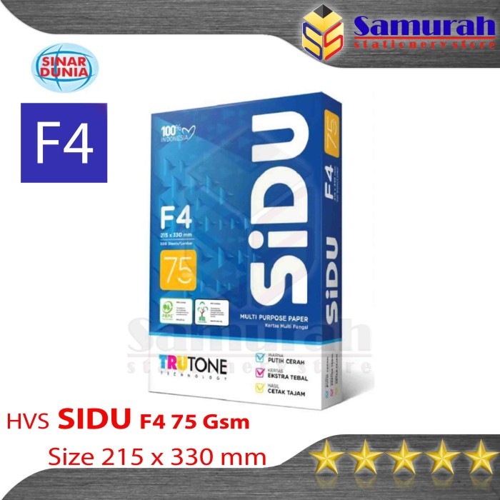 Kertas HVS Sinar Dunia F4 70 / HVS Sidu F4 70 / Kertas SIDU F4 70Gsm