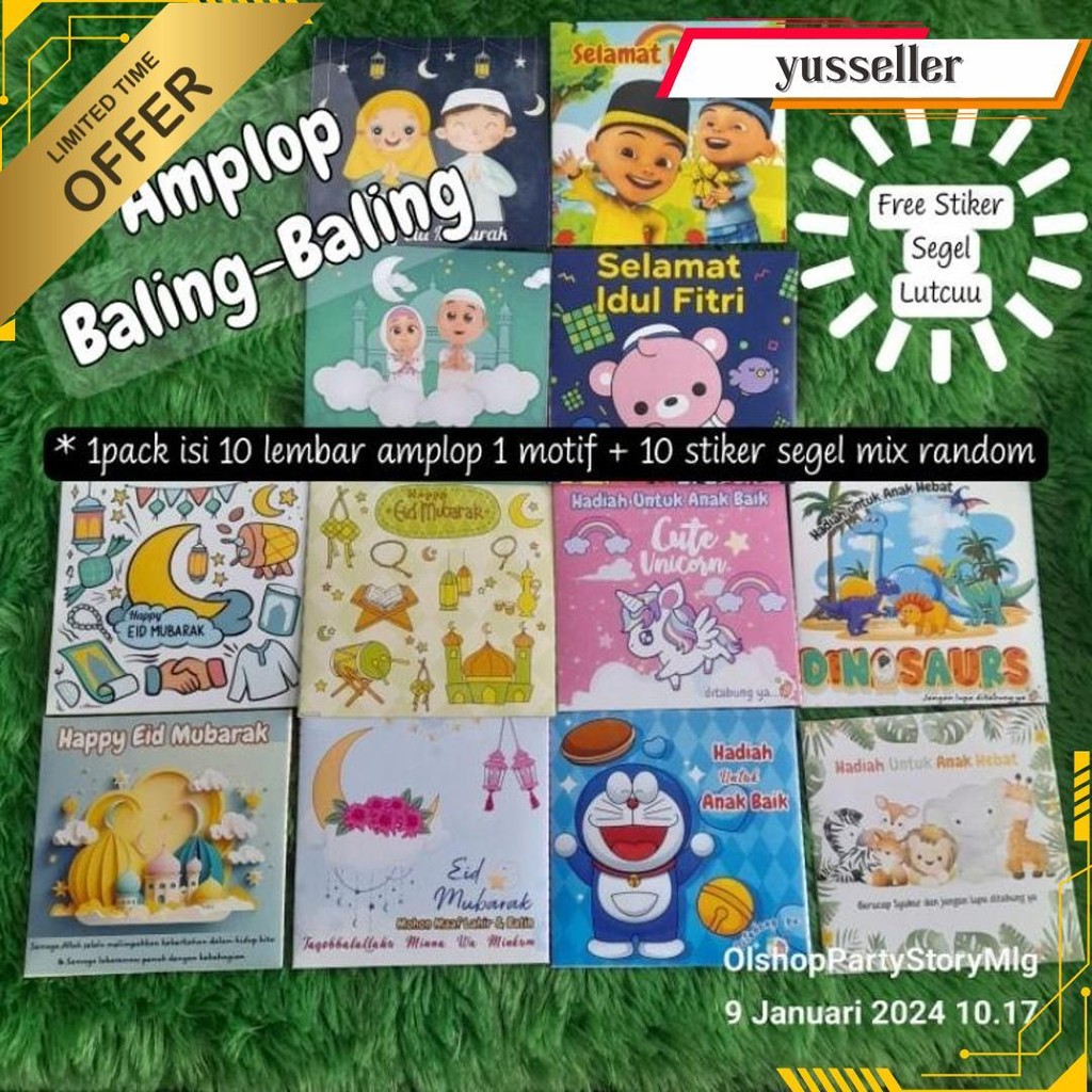 

10Pcs Amplop Baling / Amplop Unik Lebaran Terlaris
