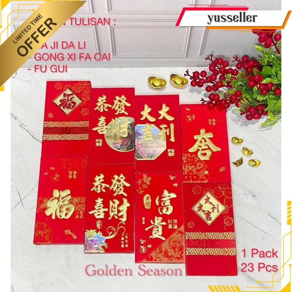 

Grosir Angpao Imlek Panjang Isi 23Pcs Fu / Gong Xi Fa Cai / Amplop Sincia / Hongbao Gratis Ongkir