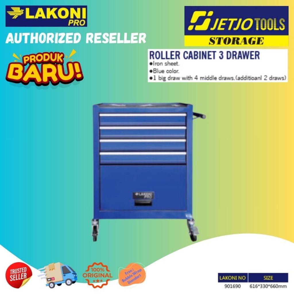 JETJO TOOLS Lakoni Pro 901690 Roller Cabinet 4 Drawer 616x330x660 901690 FREE KAOS JETJO