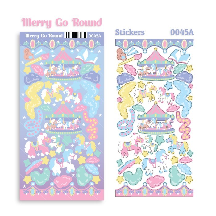

:0:0:0] Stiker Carousel Unicorn Merry Go Round Roda Putar Sticker Party 0045A