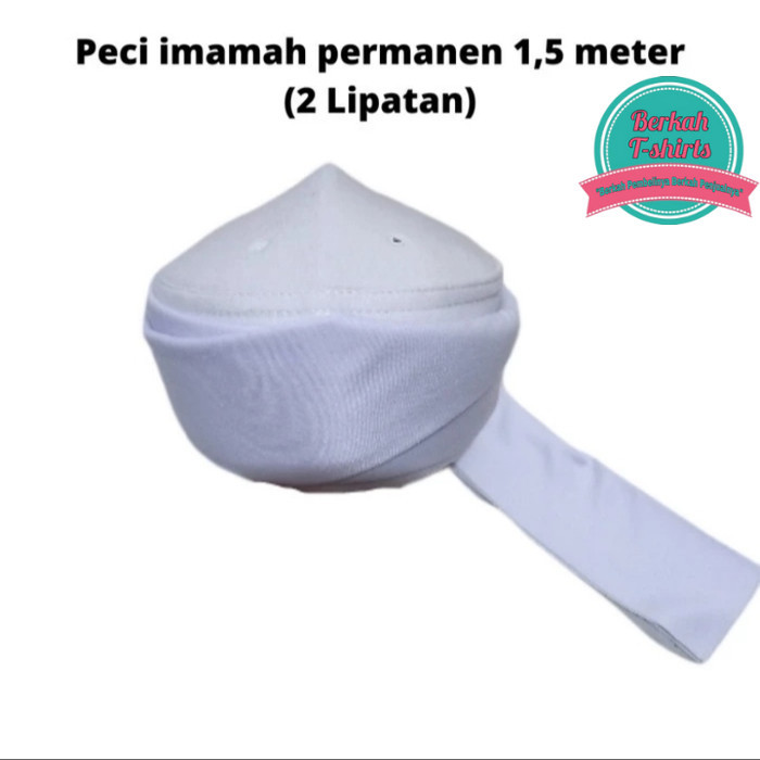 Peci PECI SORBAN IMAMAH PERMANEN | PECI IMAMAH | PANJANG 1.5 METER 2 Tingka - Putih, 1 polos motif b
