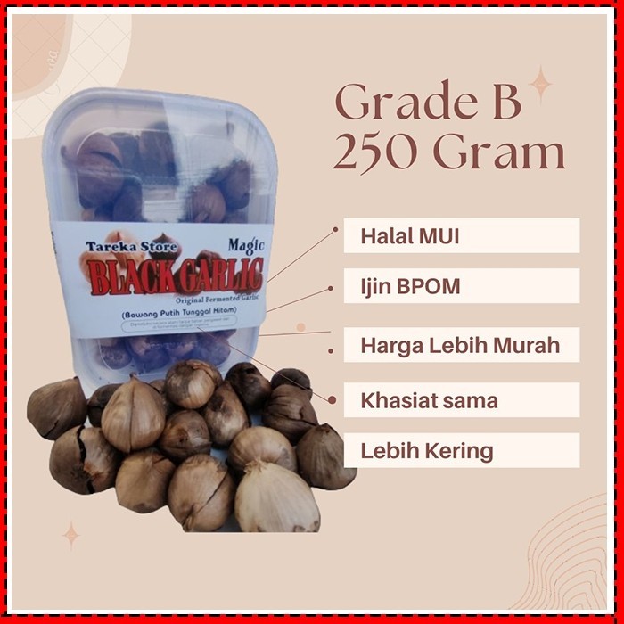

TERLARIS BLACK GARLIC TUNGGAL GRADE B 250 GRAM KHASIAT SAMA PERSIS MURAH!!! MURAH