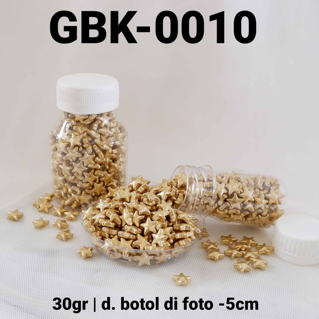 

GBK-0010 Sprinkles sprinkle sprinkel 30gr bintang gold emas (sprinkles)