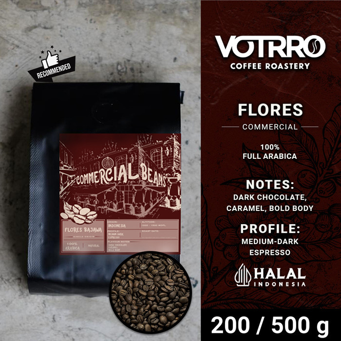 

Biji Kopi 100% Full Arabica Flores Bajawa Roasted Commercial - 200 G