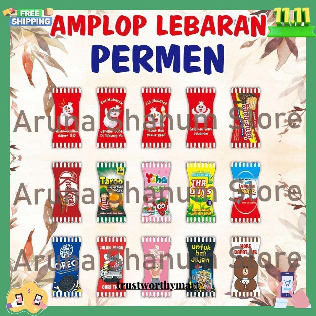 

Grosir 100 Pcs Amplop Lebaran Motif Permen Original Produk