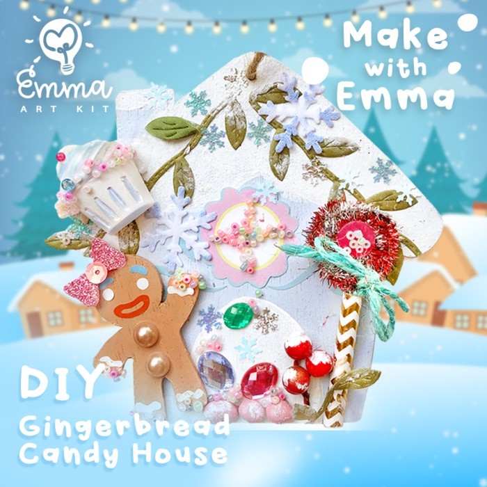 

Gingerbread Christmas Ornament Art Kit DIY (Includes Paint and Brush)