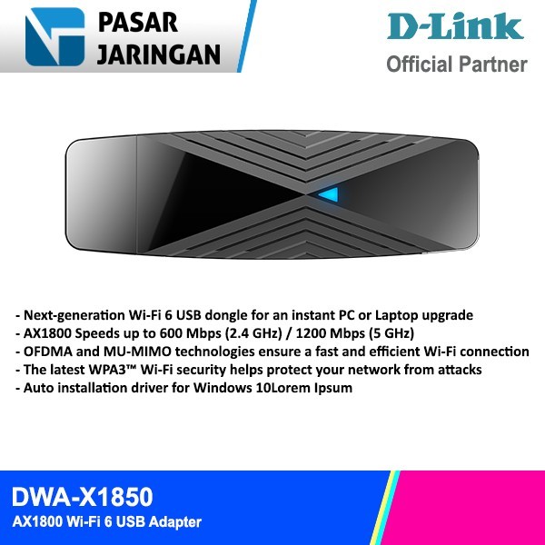 Terlaris D-Link Dwa-X1850 Usb Wifi 6 Adapter Ax1800 Usb 3.0 Dual Band Mu-Mimo