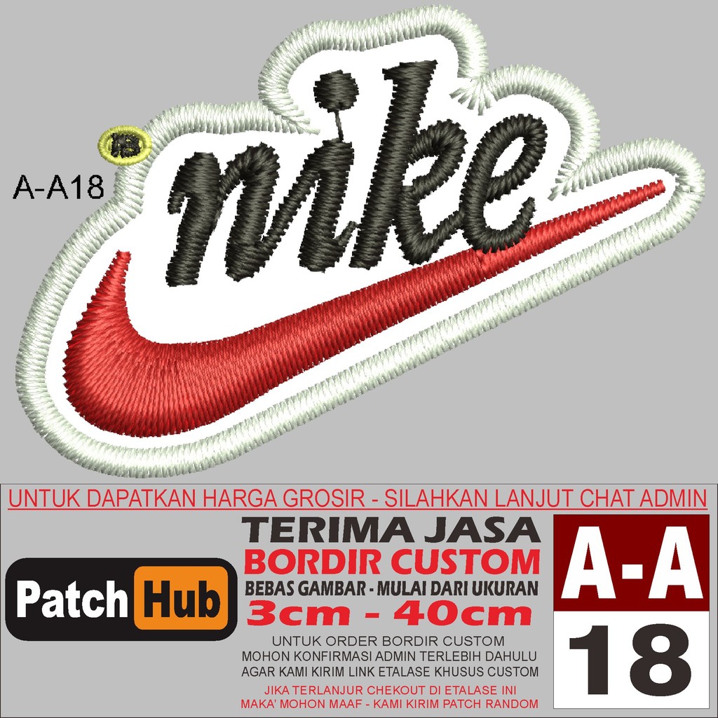 PATCH BORDIR LOGO BRAND/NIKE RED ( A-A18 ) PATCH HUB TESTIMONI