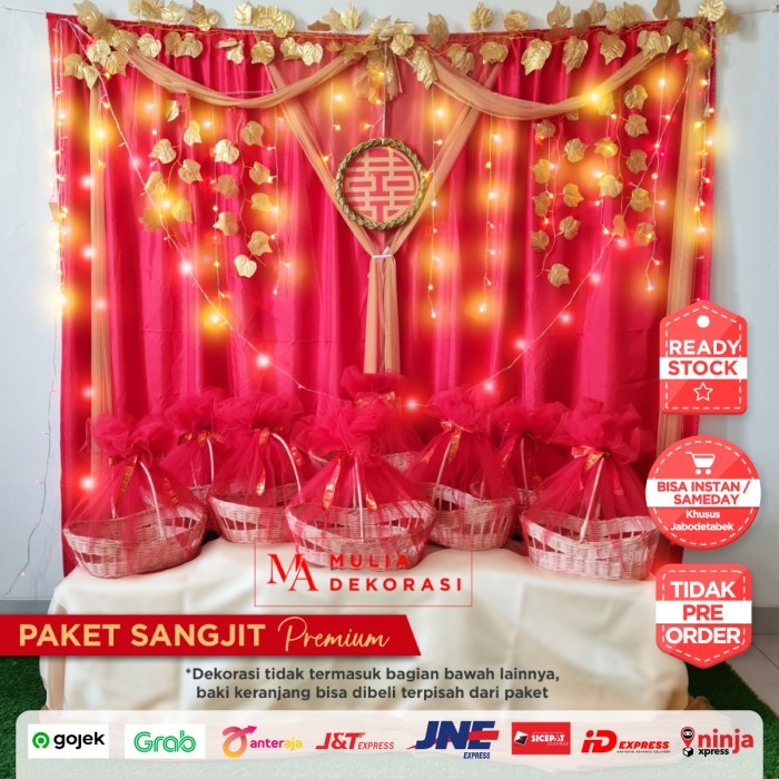 Paket Dekorasi DIY Backdrop Sangjit Premium Baki Sangjit Shuang Xi