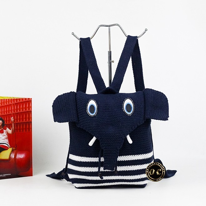 TAS RANSEL ANAK PEREMPUAN KARAKTER GAJAH BAHAN RAJUT LUCU TERMURAH