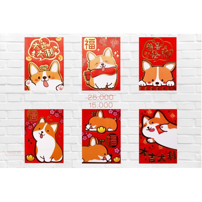 

1 Pack Isi 6 Angpau Angpao Tahun Baru Imlek Chinese New Year Corgi