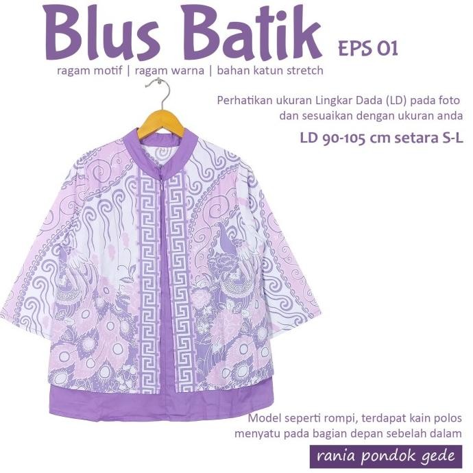 Blouse atasan baju batik wanita resleting model blazer rompi outer Terlaris