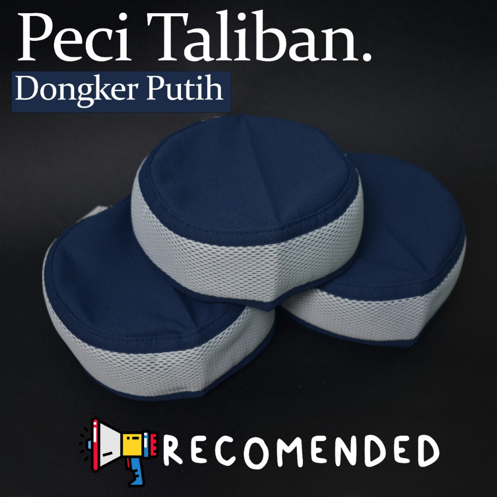 Promo Peci Kopiah Taliban Warna Biru Dongker Mix Putih Harga Terjangkau Kualitas Bagus