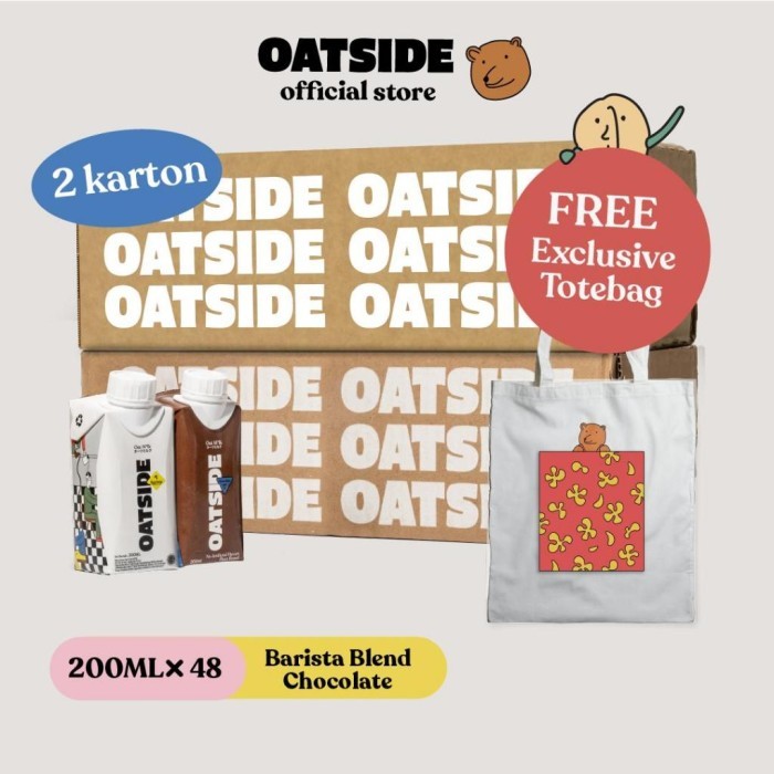 

TERLARIS OATSIDE MIX CAP OAT MILK BARISTA&CHOCO 200ML (48 PCS)(KEMASAN TUTUP BOTOL) FREE TOTE BAG