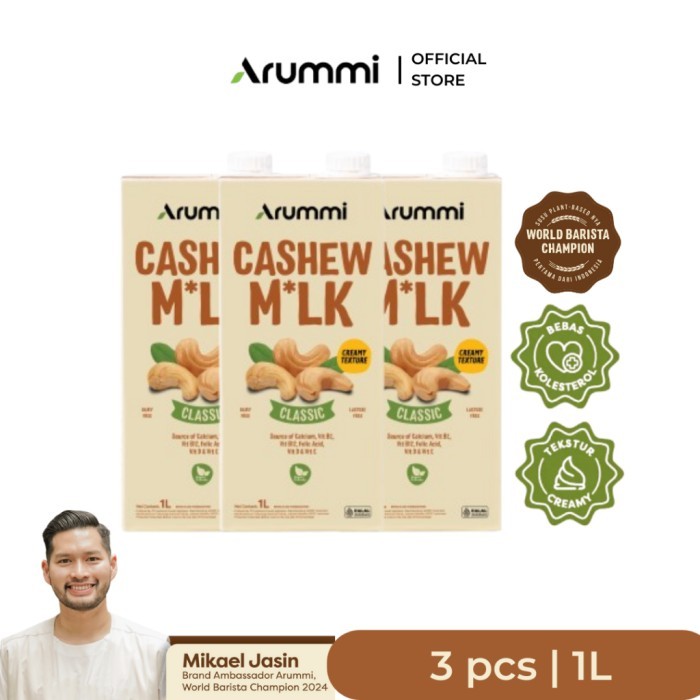 

TERLARIS [BUNDLE 3 PCS] ARUMMI CASHEW MILK 1 L - NON DAIRY MILK LACTOSE FREE MURAH!!! MURAH